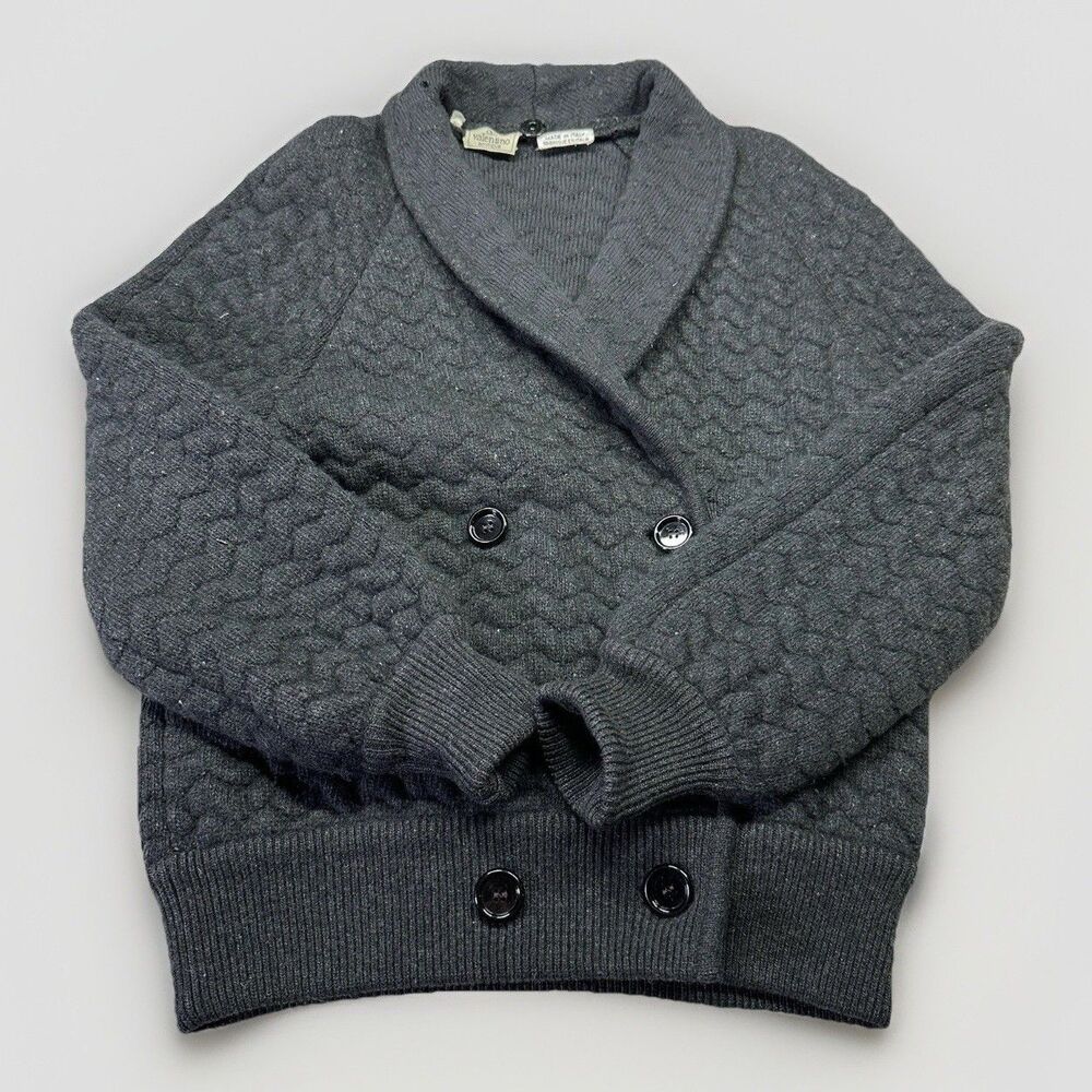 Valentino Boutique Gray Wool Shawl Collar Cardigan Vintage Academia Designer